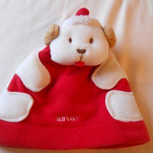 Old Navy Baby Red Winter Beanie Hat Dog on top, 2T